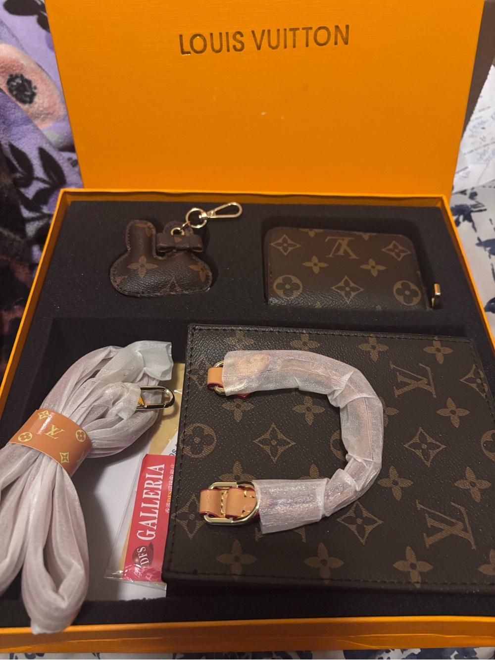 Monogram Canvas Wallet & Accessories Set - Brown.  New in box